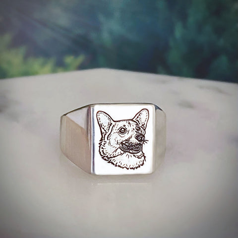 Custom Pet Portrait Signet Ring