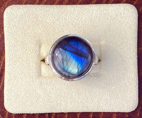 Labradorite Aquarian New Moon Ring