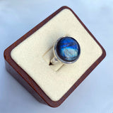 Labradorite Aquarian New Moon Ring