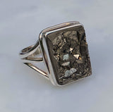 Pyrite Aquarian New Moon Ring